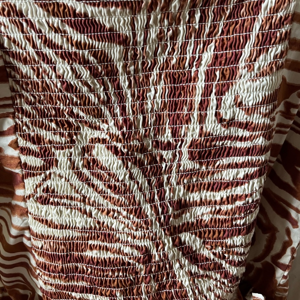 Anthropologie Love The Label Women Smocked Puff-Sleeve Blouse Size S Mixed Print - Picture 11 of 15
